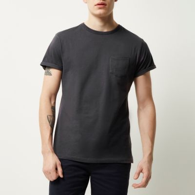 Grey pocket crew neck t-shirt
